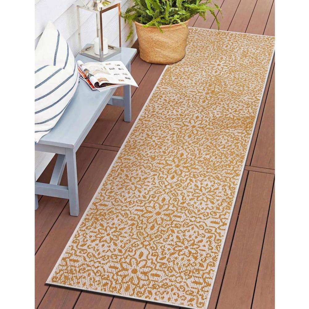 imageRugshop Contemporary Flowers Weather Resistant IndoorOutdoor Area Rug 5 x 7 BlueYellow