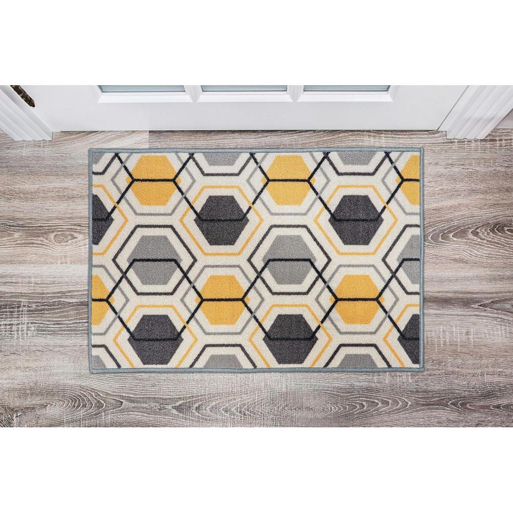 imageRugshop Contemporary Geometric Stripe Carpet for Living RoomBedroomHome OfficeKitchen NonSlip NonSkid Area Rug 5 X 7 5 3quot X 7 3quot YellowYellow
