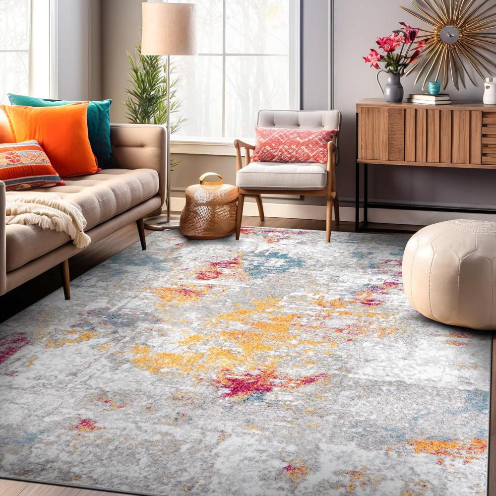 imageRugshop Darwin Vintage Abstract Modern Area Rug 710quot x 10 YellowMulti Color