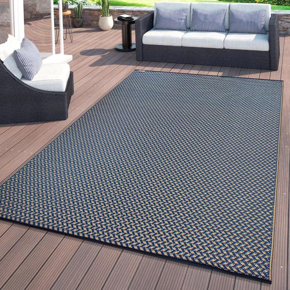 imageRugshop Elba Contemporary Plaid Reversible CreaseFree Waterproof Premium Recycled Plastic Outdoor Rugs for PatioBackyardRVDeckPicnicTrailerBeachCamping Navy 5 x 7Navy