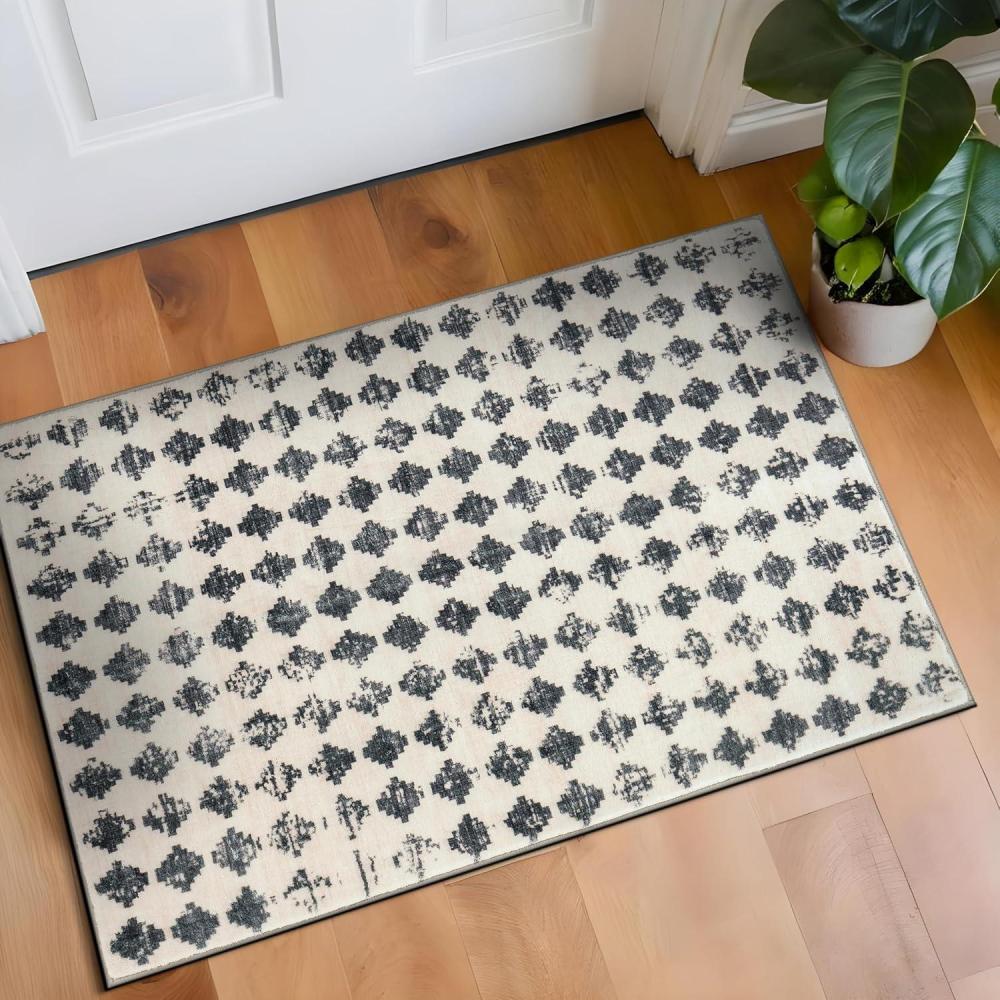 imageRugshop Geometric Distressed Abstract Washable Non Slip Area Rug 5 x 7 IvoryIvory