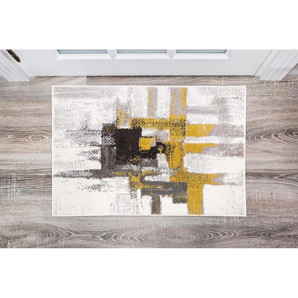 imageRugshop Gold Modern Abstract Area Rug  NonShedding for Living Room Bedroom and Dining Room 5 x 7Gold