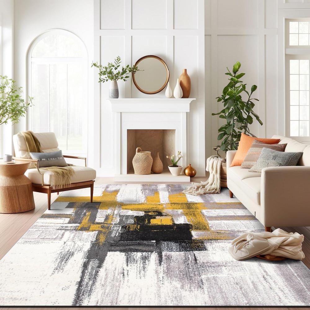 imageRugshop Gold Modern Abstract Large Area Rug  NonShedding for Living Room Dining Room and Office 9 x 12