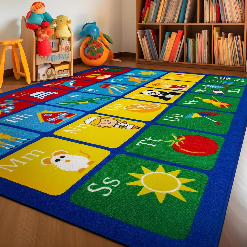 imageRugshop Kids Alphabet Educational Learning High Traffic Living RoomBedroomKitchen Home Office Non Slip Area Rug 5 x 7 MultiMulti Color