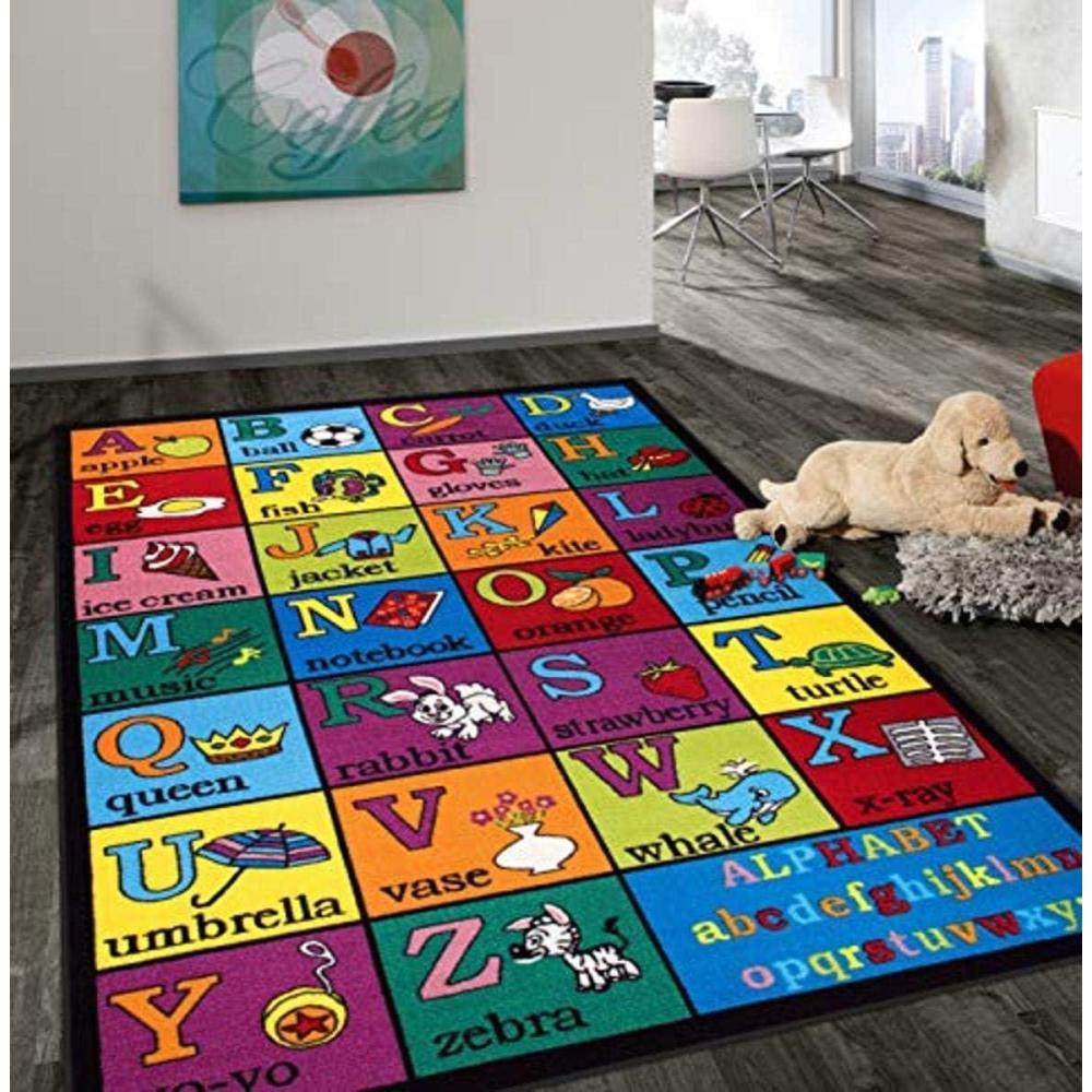 imageRugshop Kids Educational Learning Alphabet Non Skid Non Slip Area Rug 5 x 7 MultiMulti Color