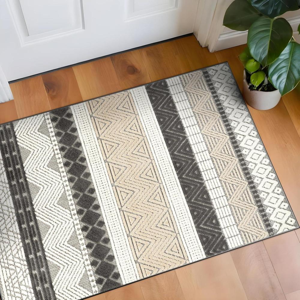 imageRugshop Marbella Contemporary Boho NonShedding Patio Deck Backyard IndoorOutdoor Area Rug 5 x 7 GrayGrey