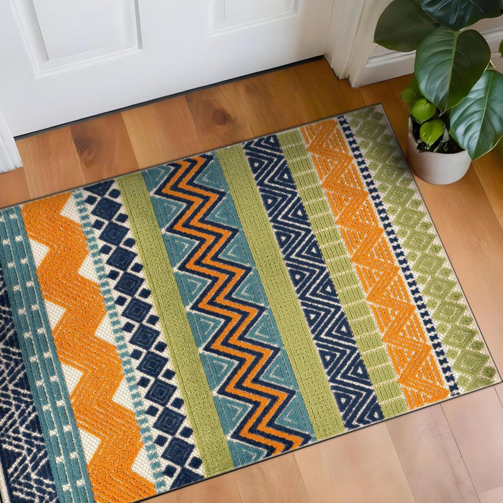 imageRugshop Marbella Contemporary Boho NonShedding Patio Deck Backyard IndoorOutdoor Area Rug 5 x 7 GrayMulti Color