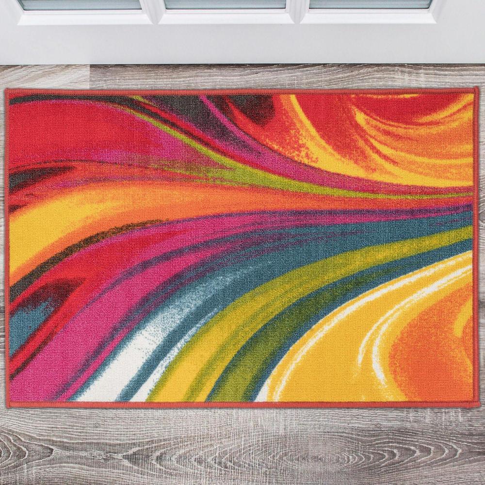 imageRugshop Modern Contemporary Waves NonSlip NonSkid Area Rug 5 X 7 5 3quot X 7 3quot MultiMulti Color