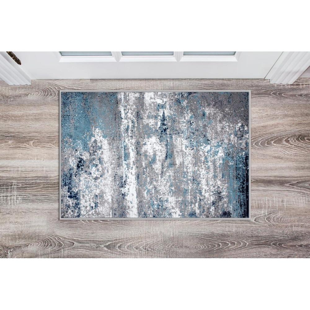 imageRugshop Modern Distressed Blue Abstract Area Rug Bohemian Inspired Watercolor for Living Room Bedroom and Dining Room 5 x 7Blue