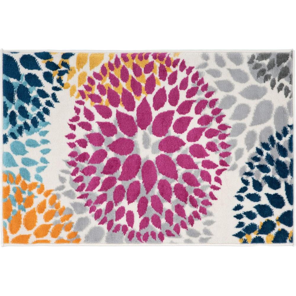 imageRugshop Modern Floral Circles Design Easy Cleaning for Living RoomBedroomHome OfficeKitchen Non Shedding Area Rug 5 x 7 BlueMulti Color