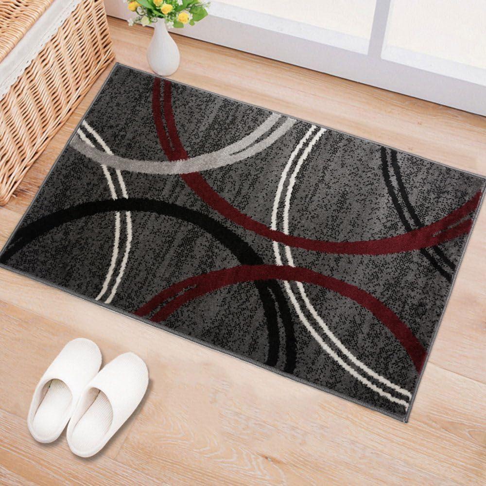 imageRugshop Modern Wavy Circles Design Area Rug FadeResistant Carpet for Living Room Bedroom or Dining Room Blue 53quot x 73quotRed