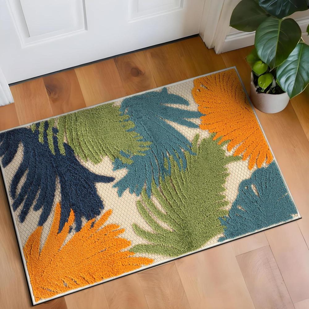 imageRugshop Navy Lucca Contemporary Floral IndoorOutdoor Area Rug Durable Polypropylene Weather Resistant Easy to Clean Perfect for Patio Backyard Deck and Outdoor Lounge 5 x 7Multi Color