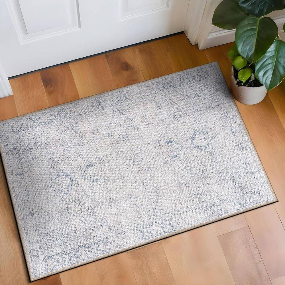 imageRugshop OceanBlue Transitional Vintage Bordered Area Rug  Machine Washable 5 X 7 for Living Room Bedroom and Home OfficeBlue