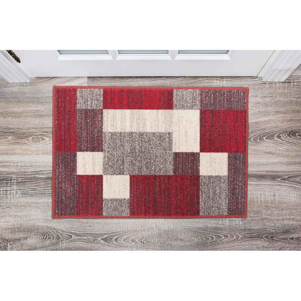 imageRugshop Red Modern Geometric Boxes NonSlip Area Rug NonShedding for Living Room Bedroom and Dining Area 53quot x 73quotRed