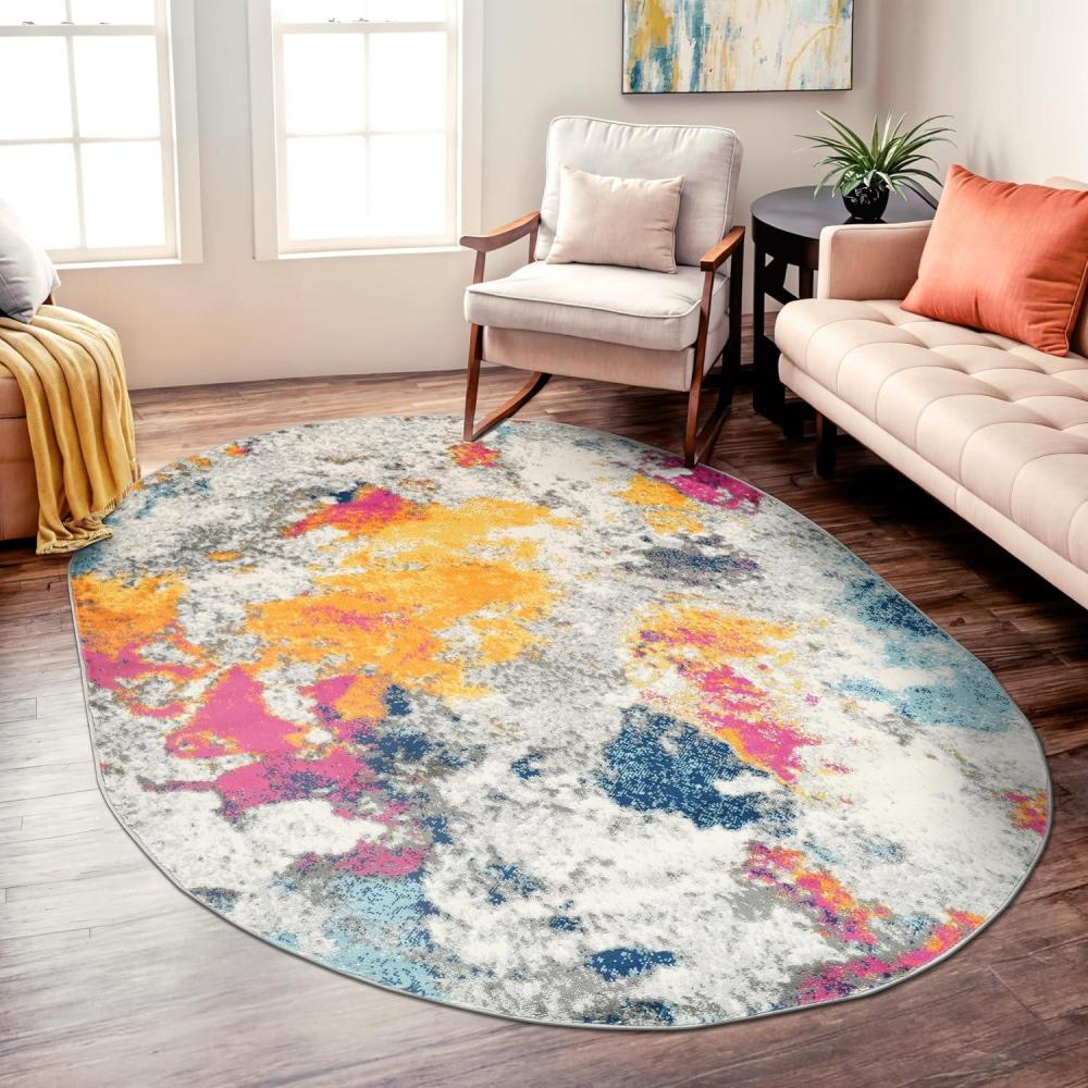 imageRugshop Sky Collection Modern Abstract Oval Area Rug 5 x 7 MultiMulti Color