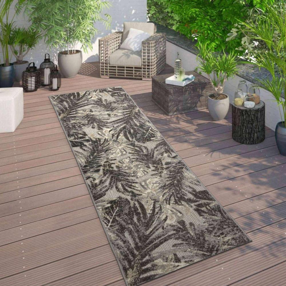 imageRugshop Tropical Floral Leaves IndoorOutdoor Area Rug 5 x 7 GrayGrey