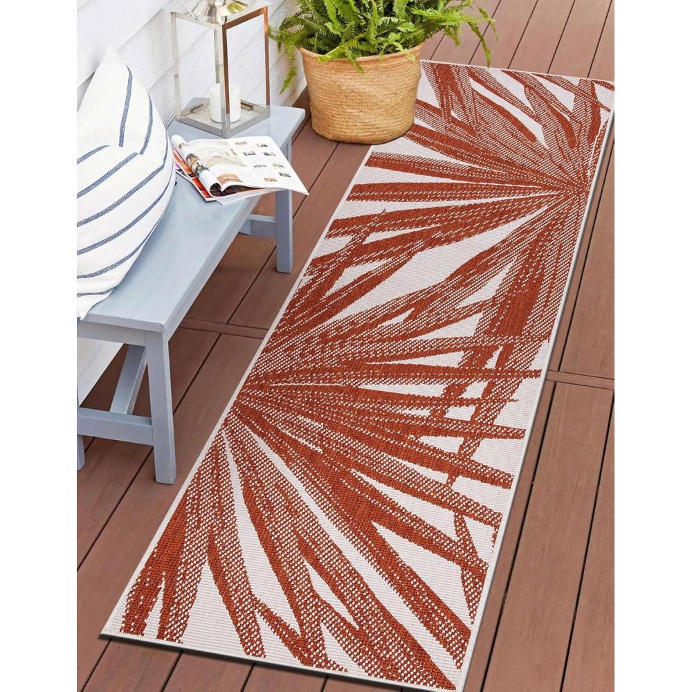 imageRugshop Tropical Leaves Nature Inspired IndoorOutdoor Area Rug 5 x 7 GreenRust