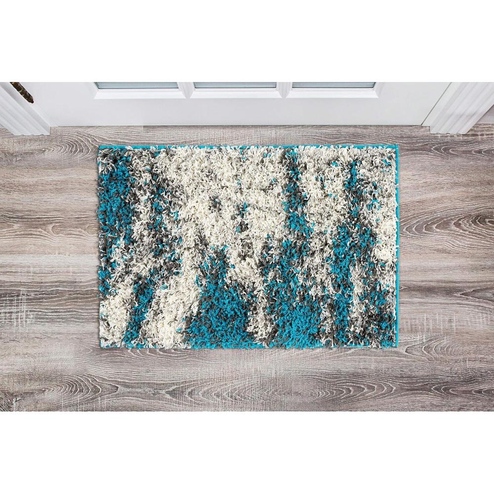 imageRugshop Turquoise Contemporary Abstract Design Plush Shag Area Rug  NonShedding Soft for Living Room Dining Room and Bedroom 5 x 7Turquoise