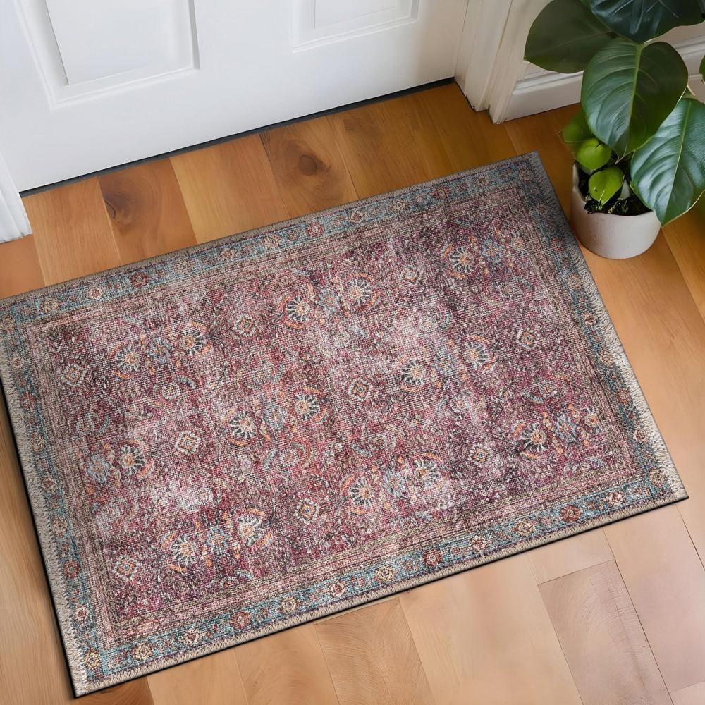 imageRugshop Vintage Transitional Boho Distressed Medallion Oriental Machine Washable Area Rug  Living Room Bedroom Dining Room Entryway Office  5 x 7Multi Color