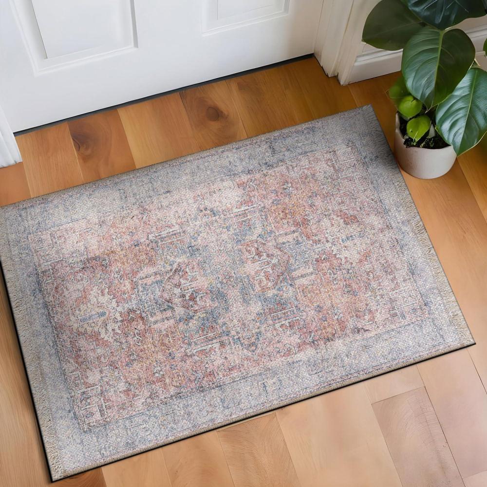 imageRugshop Vintage Transitional Boho Distressed Medallion Oriental Machine Washable Area Rug Living Room Bedroom Dining Room Entryway Office 5 x 7Rust