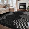 imageRugshop Bohemian Stripe Stain Resistant High Traffic Living Room Kitchen Bedroom Dining Home Office Area Rug 5 x 7 Black