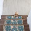 imageRugshop Modern Floral Circles NonSlip Stair Treads Set of 4 86quot x 26quot BlueBlue