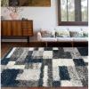 imageRugshop Navy Distressed Modern Boxes Plush Shag Area Rug  NonShedding Soft for Living Room Dining Room and Bedroom 5 x 7