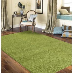 Cozy Solid Green 5’3″ x 7’3″ Indoor Shag Area Rug