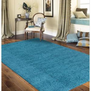 Cozy Solid Turquoise 5’3″ x 7’3″ Indoor Shag Area Rug