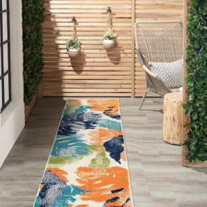Rugshop Arles Palm Floral Leaves Non-Shedding Rug for Patio Deck Backyard Indoor/Outdoor Area Rug 5′ x 7′ Multi(Multi Color)