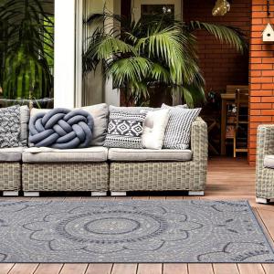 Rugshop Blue Medallion Indoor/Outdoor Area Rug — Fade Resistant for Living Room, Dining Room and Bedroom, 5′ x 7′(Blue)