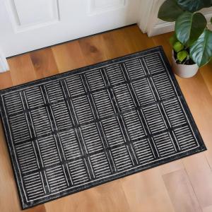 Rugshop Bohemian Stripe Lines Washable Non Slip Area Rug 5′ x 7′ Ivory(Black)