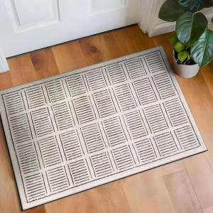 Rugshop Bohemian Stripe Lines Washable Non Slip Area Rug 5′ x 7′ Ivory(Ivory)