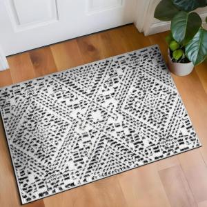 Rugshop Boho Cream Tribal Area Rug 5×7 – Modern Indoor Carpet for Living Room, Bedroom, or Entryway – Non-Shedding, Low Pile Geometric Design 5′ x 7′(Cream)