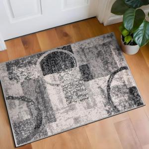 Rugshop Contemporary Abstract Circle Design Soft Area Rug 5’3″ x 7’3″ Gray(Cream)