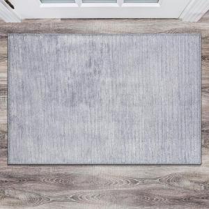 Rugshop Contemporary Distressed Stripe Stain Resistant Flat Weave Eco Friendly Premium Recycled Machine Washable Area Rug 5’x7′ Gray(Grey)