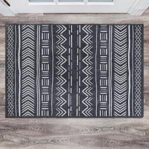 Rugshop Contemporary Geometric Bohemian Stain Resistant Flat Weave Eco Friendly Premium Recycled Machine Washable Area Rug 7’7″x9’6″ Dark Gray(Dark Gray)