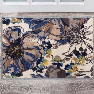 Rugshop Contemporary Gray-Blue Large Floral Non-Slip Area Rug 5′ x 7′ – Stylish Accent(Cream)