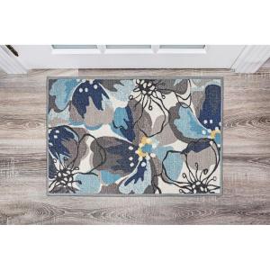 Rugshop Contemporary Gray-Blue Large Floral Non-Slip Area Rug 5′ x 7′ – Stylish Accent(Grey)