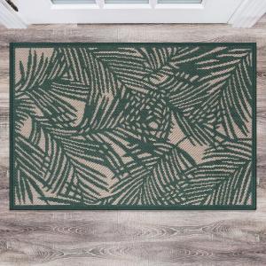 Rugshop Contemporary Palm Leaf Textured Flat Weave Easy Cleaning Outdoor Rugs for Deck,Patio,Backyard Indoor/Outdoor Area Rug 5′ x 7′ Brown(Green)