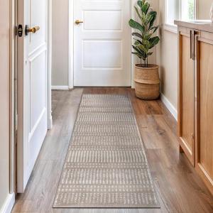 Rugshop Contemporary Stripe Lines High Traffic Living Room,Bedroom,Kitchen, Home Office Area Rug 5′ x 7′ Cream(Beige)