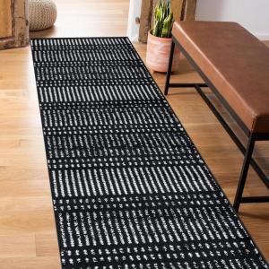 Rugshop Contemporary Stripe Lines High Traffic Living Room,Bedroom,Kitchen, Home Office Area Rug 5′ x 7′ Cream(Black)