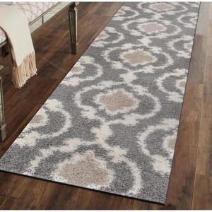 Rugshop Cozy Moroccan Trellis Gray/Cream 5’3″ x 7’3″ Indoor Shag Area Rug(Gray/Cream)