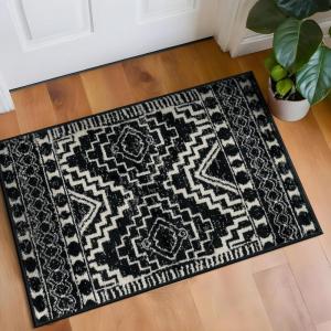 Rugshop Cream and Black Southwestern Tribal Area Rug – Boho Geometric Diamond Pattern Carpet for Living Room, Bedroom, or Entryway – Soft Modern Rustic Floor Décor 5′ x 7′ Cream(Black)