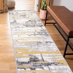 Rugshop Darwin Vintage Abstract Modern Area Rug 7’10” x 10′ Yellow(Yellow)