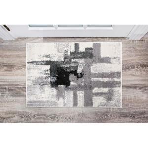 Rugshop Gold Modern Abstract Area Rug — Non-Shedding for Living Room, Bedroom and Dining Room 5′ x 7′(Black)