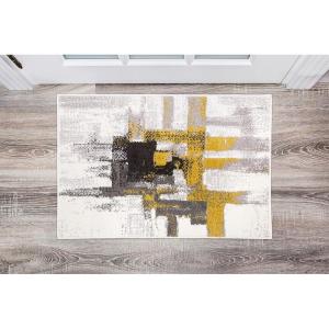Rugshop Gold Modern Abstract Area Rug — Non-Shedding for Living Room, Bedroom and Dining Room 5′ x 7′(Gold)