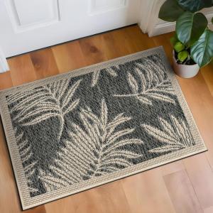 Rugshop Indoor/Outdoor Area Rug, Blue Leaf Design, Hose Washable, for Living Room, Dining Room and Office, 5′ x 7′(Blue)