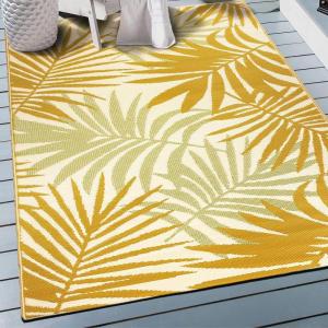Rugshop Kahului Floral Reversible Crease-Free Waterproof Premium Recycled Plastic Outdoor Rugs for Patio,Backyard,RV,Deck,Picnic,Trailer,Beach,Camping Multi 5′ x 7′(Multi Color)