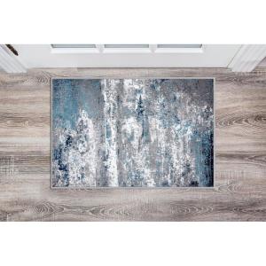 Rugshop Modern Distressed Blue Abstract Area Rug Bohemian Inspired Watercolor for Living Room, Bedroom and Dining Room 5′ x 7′(Blue)